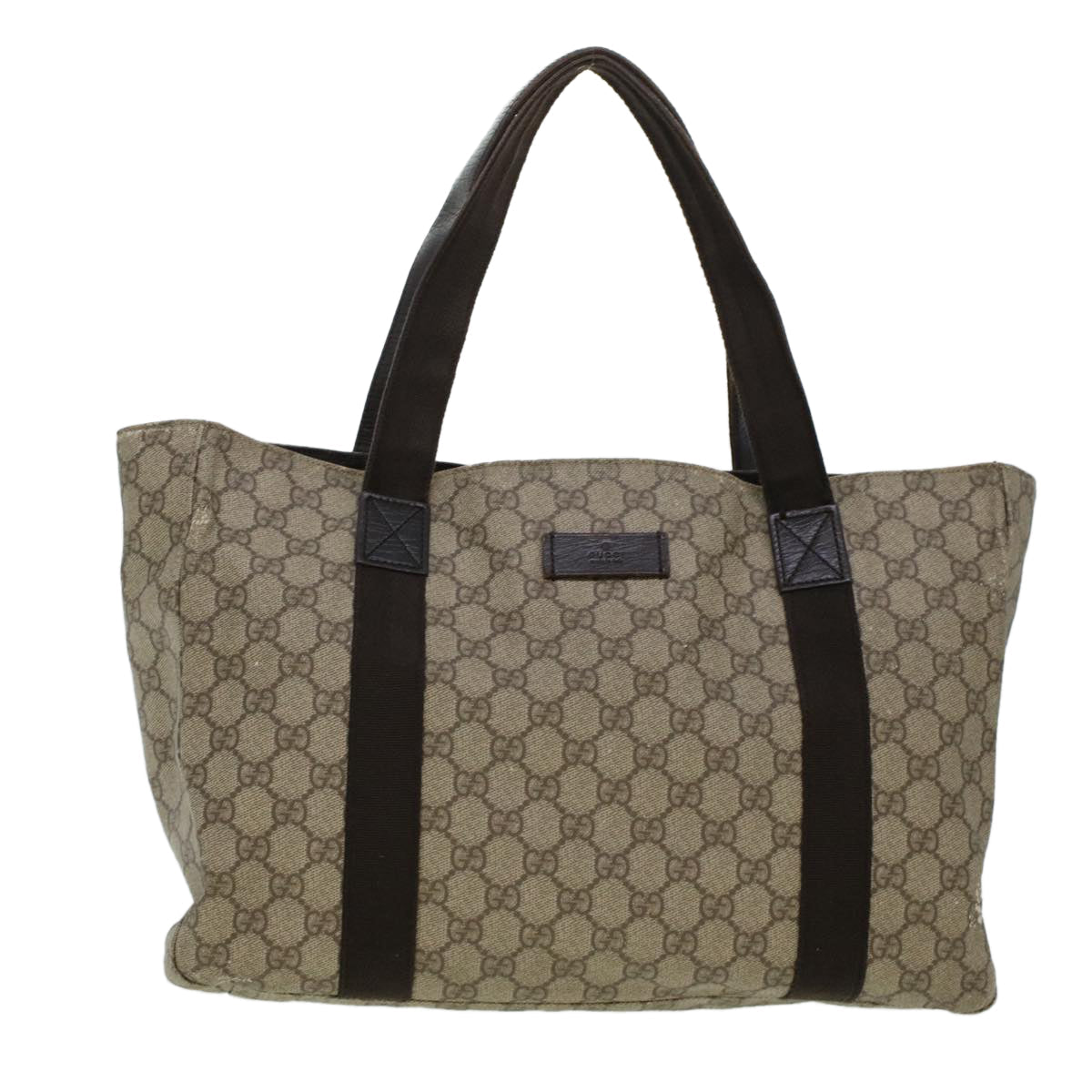 GUCCI GG Canvas Tote Bag PVC Leather Beige 141624  ki3005
