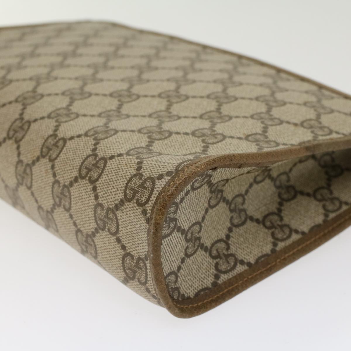GUCCI GG Canvas Clutch Bag PVC Leather Beige 97.01.037  ki3062