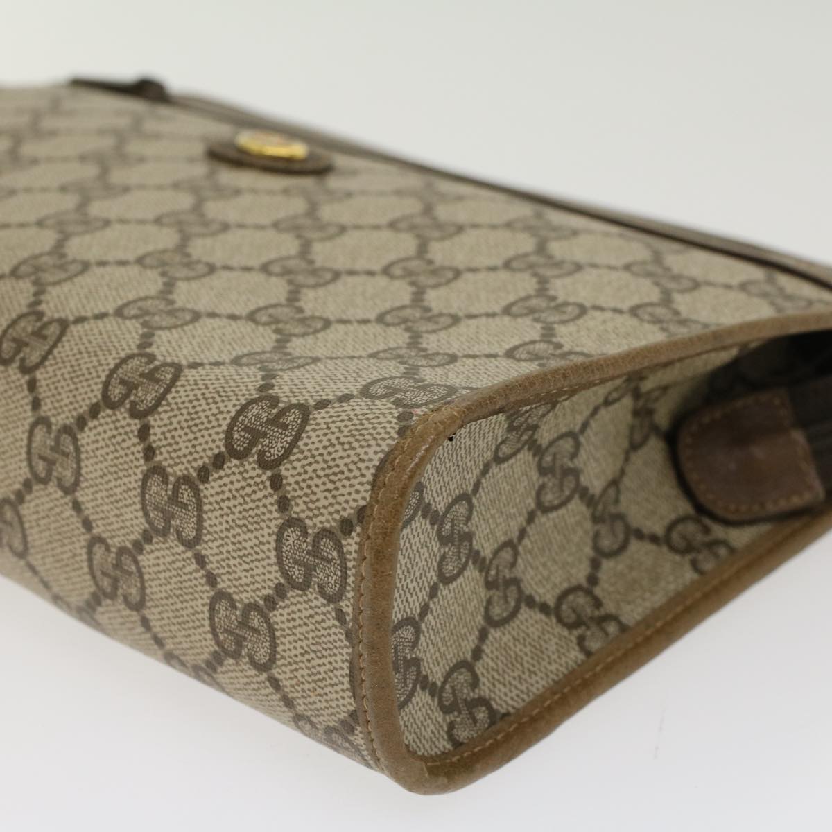 GUCCI GG Canvas Clutch Bag PVC Leather Beige 97.01.037  ki3062