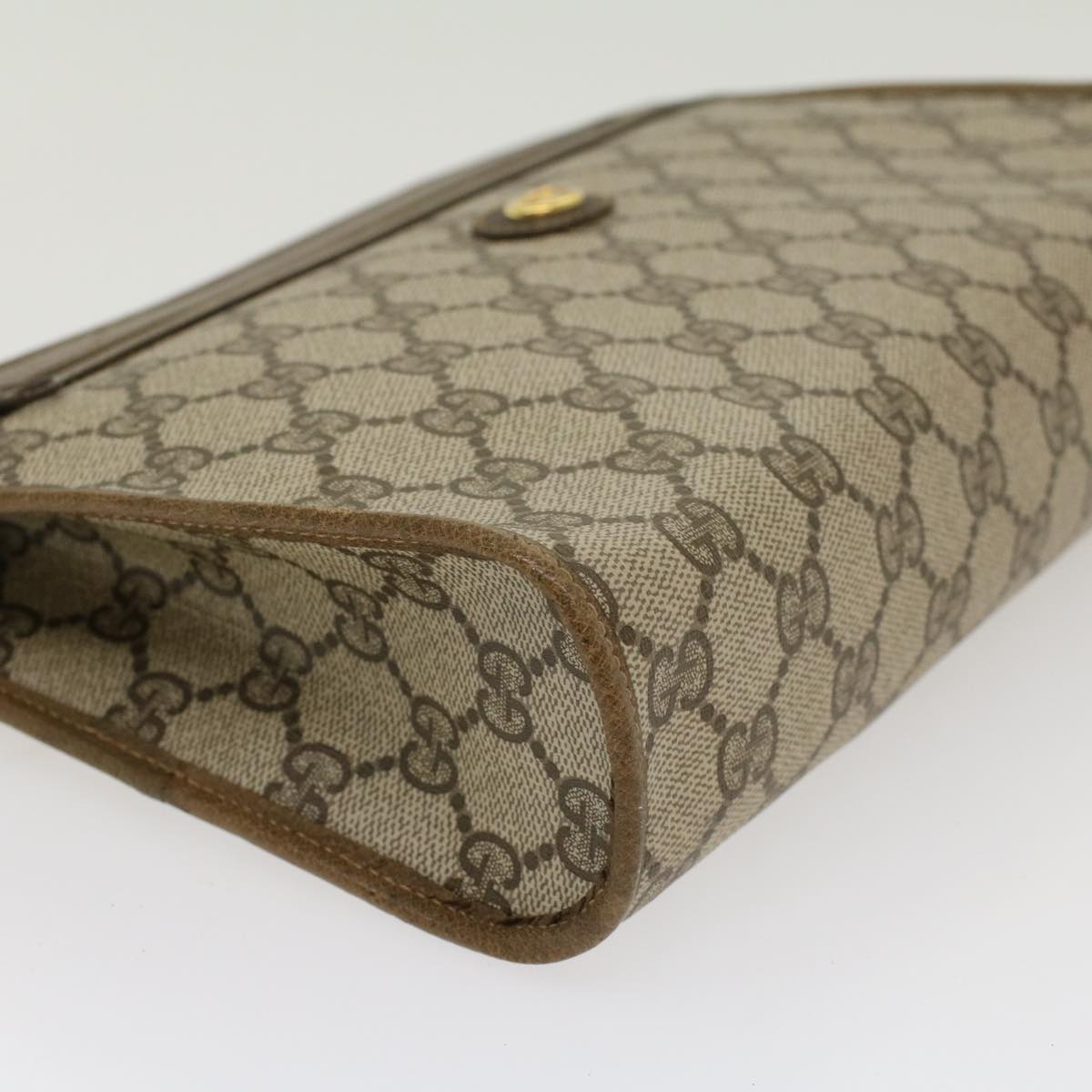 GUCCI GG Canvas Clutch Bag PVC Leather Beige 97.01.037  ki3062