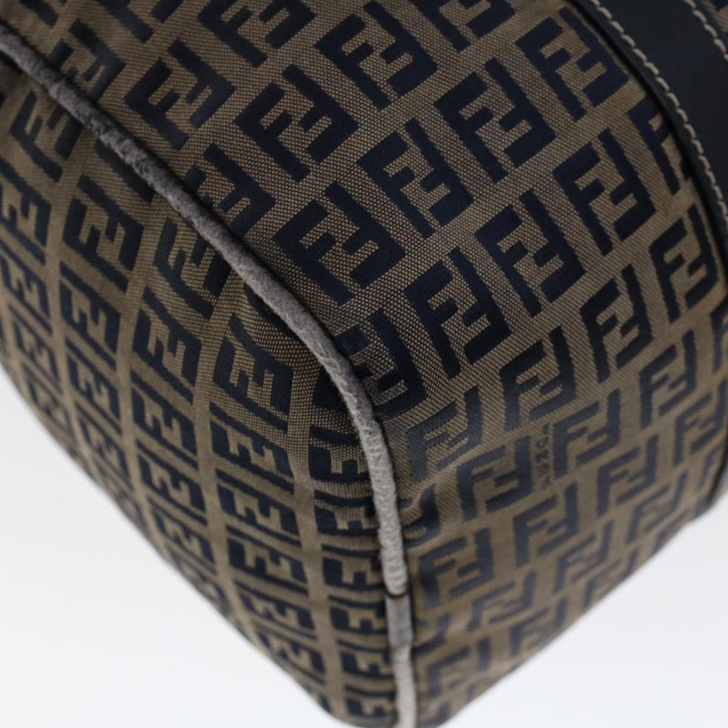 FENDI Zucchino Canvas Hand Bag Leather Navy  ki3064