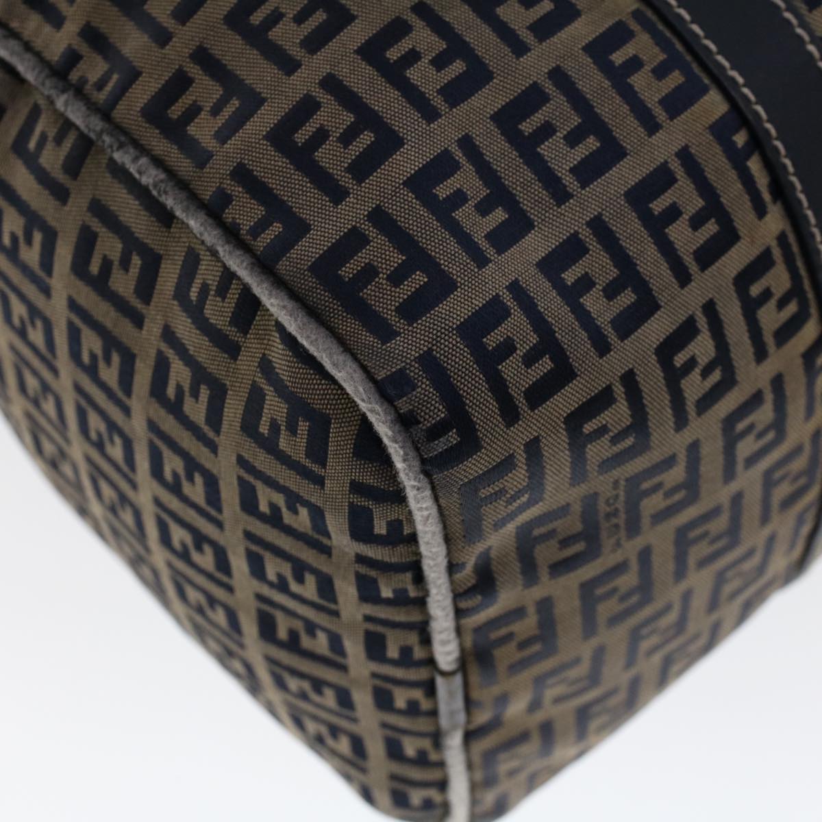 FENDI Zucchino Canvas Hand Bag Leather Navy  ki3064
