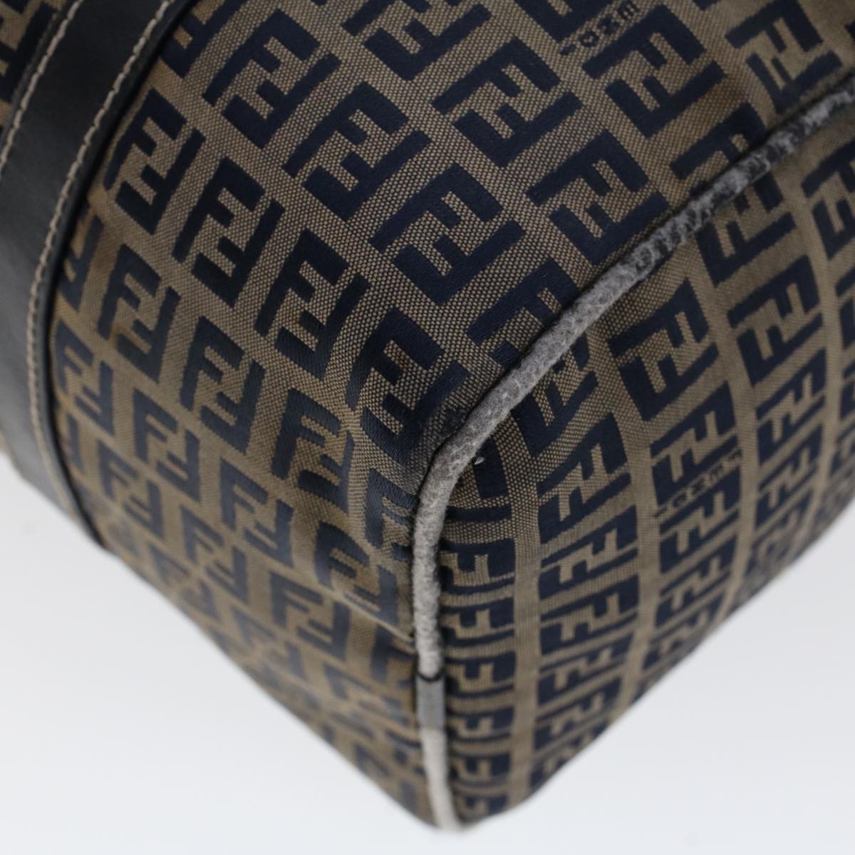 FENDI Zucchino Canvas Hand Bag Leather Navy  ki3064