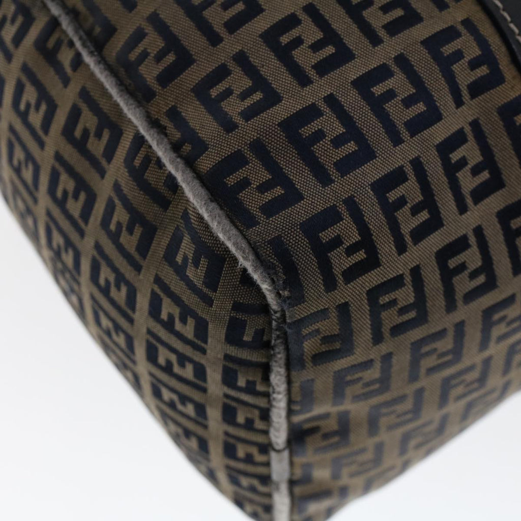 FENDI Zucchino Canvas Hand Bag Leather Navy  ki3064