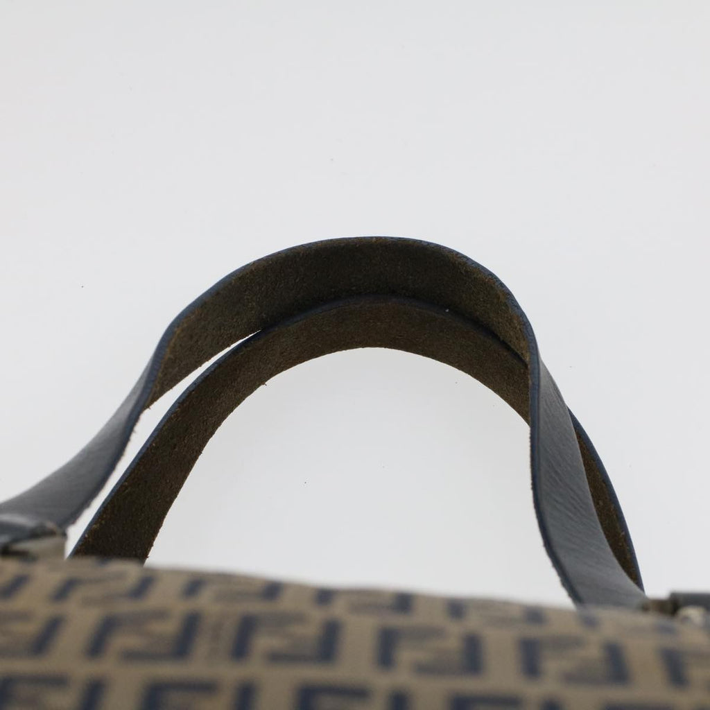 FENDI Zucchino Canvas Hand Bag Leather Navy  ki3064