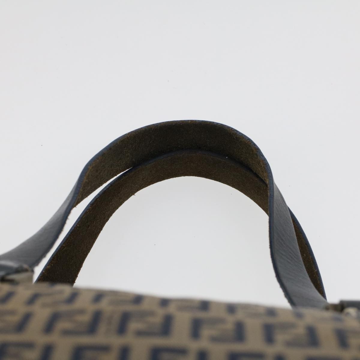 FENDI Zucchino Canvas Hand Bag Leather Navy  ki3064