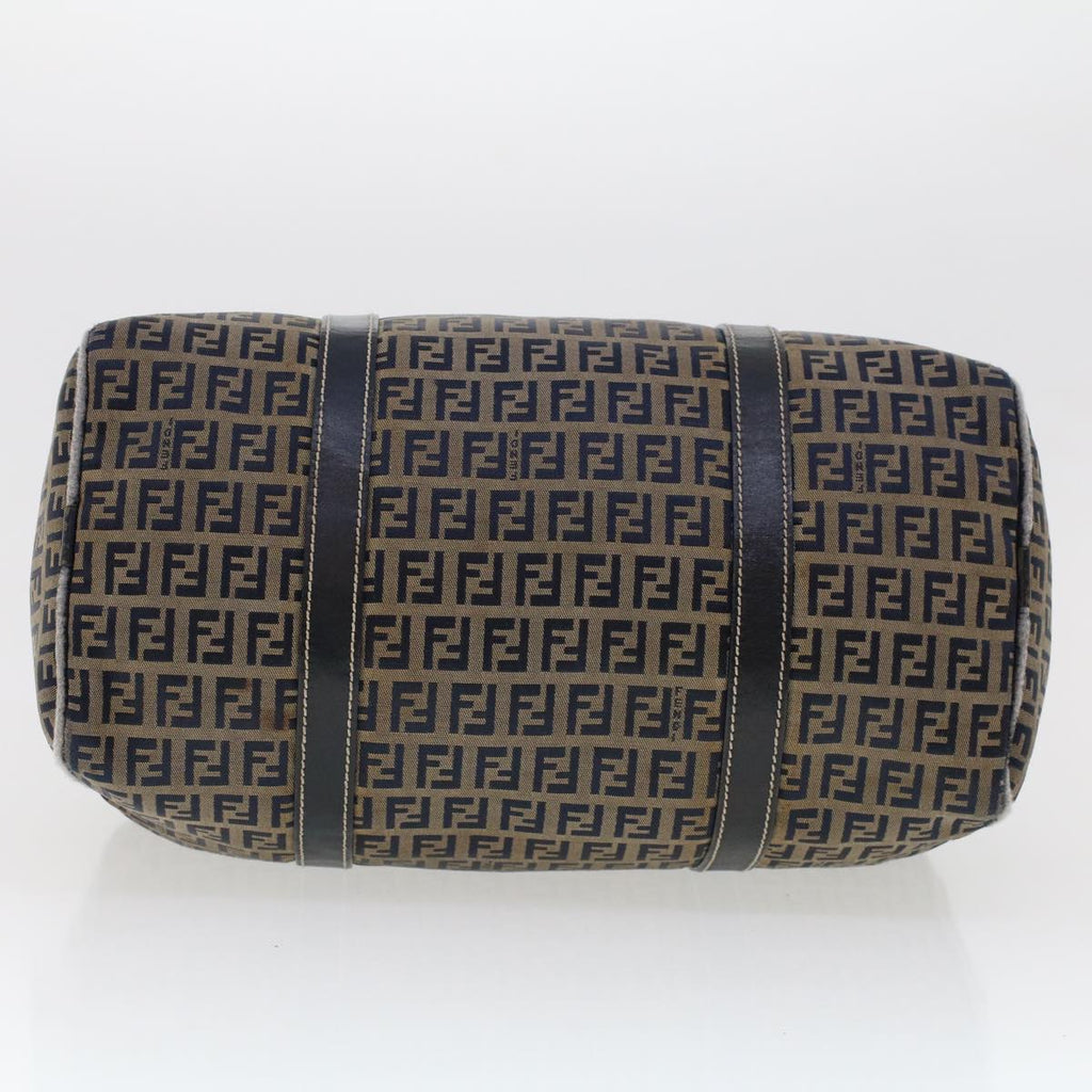 FENDI Zucchino Canvas Hand Bag Leather Navy  ki3064