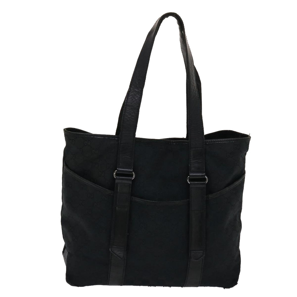 GUCCI GG Canvas Tote Bag Leather Black 145971  ki3198