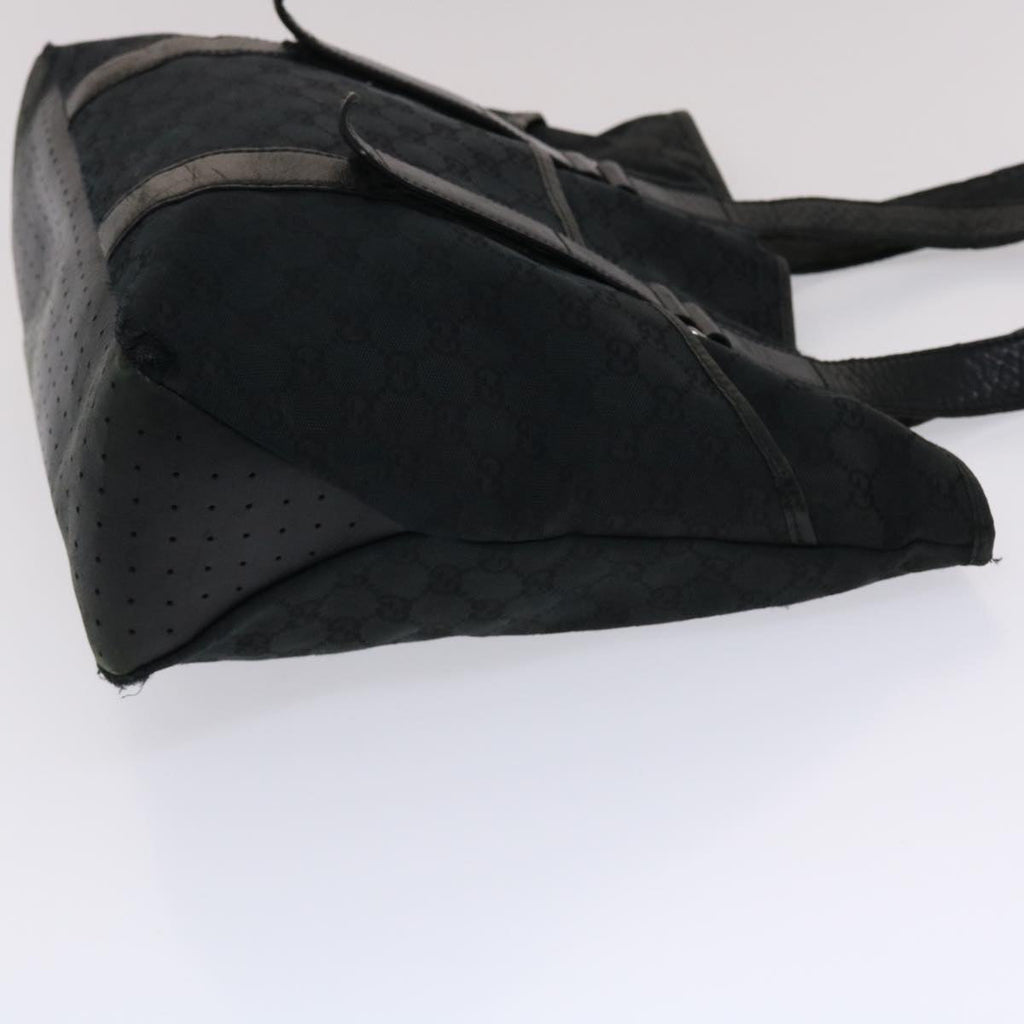 GUCCI GG Canvas Tote Bag Leather Black 145971  ki3198