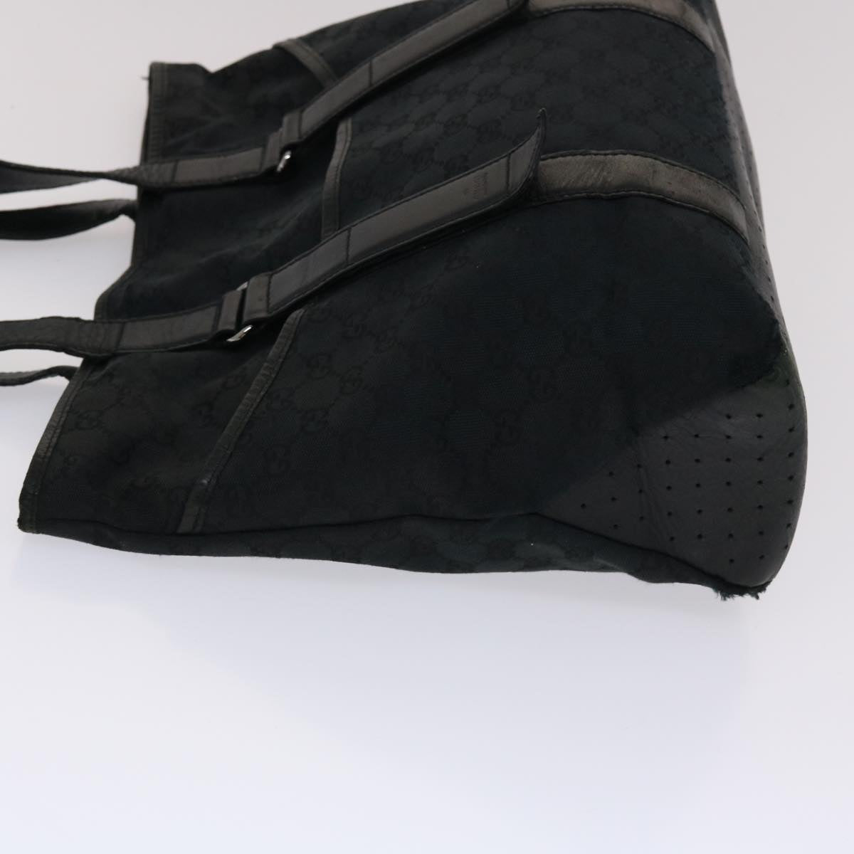 GUCCI GG Canvas Tote Bag Leather Black 145971  ki3198