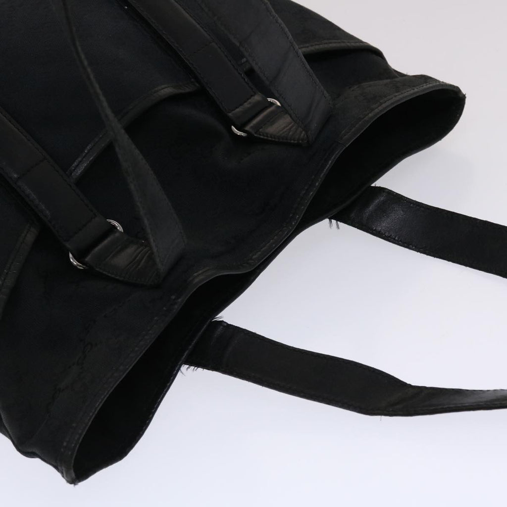 GUCCI GG Canvas Tote Bag Leather Black 145971  ki3198