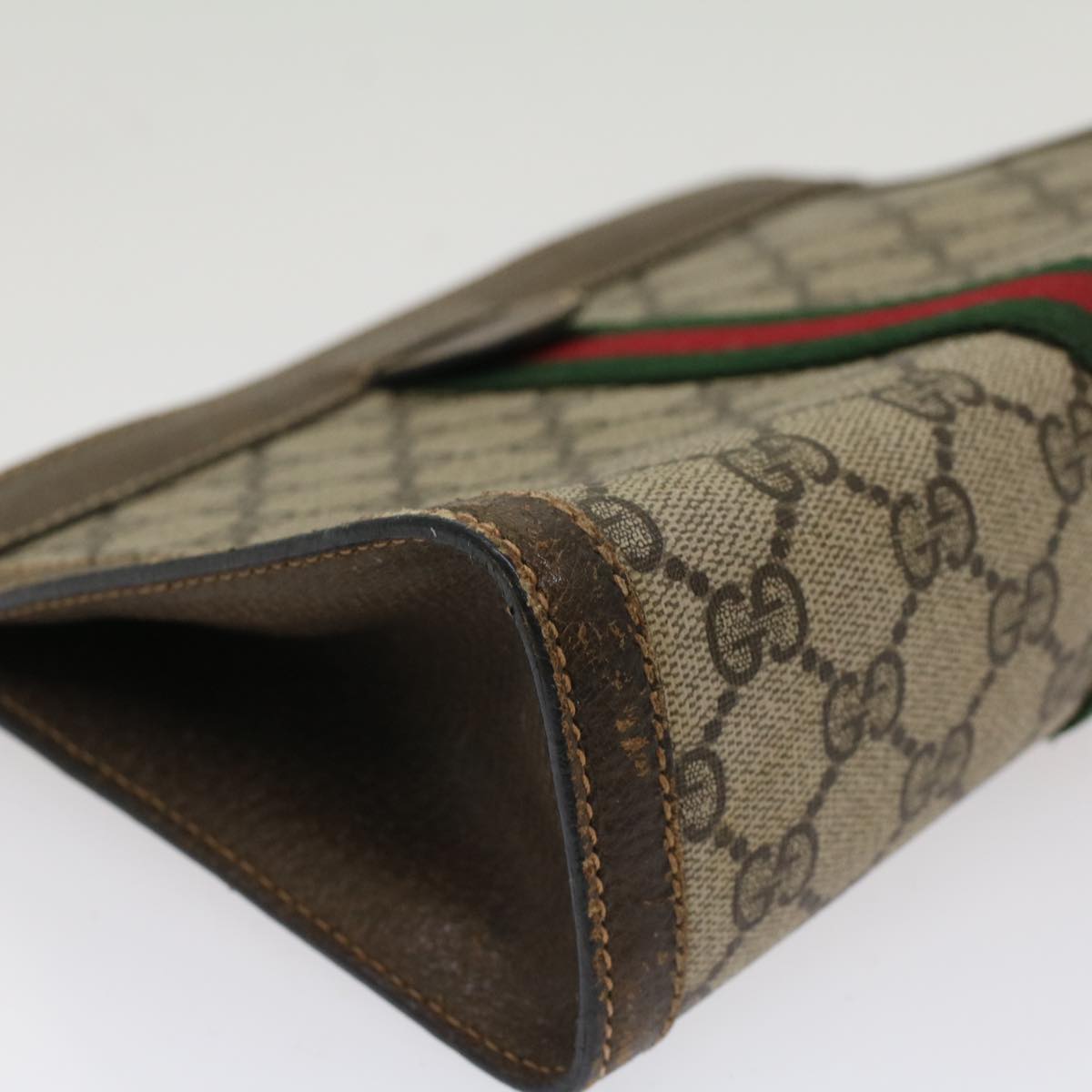 GUCCI GG Canvas Web Sherry Line Clutch Bag Beige Red 67.014.2125  ki3236