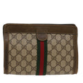 GUCCI GG Canvas Web Sherry Line Clutch Bag Beige Red 67.014.2125  ki3236