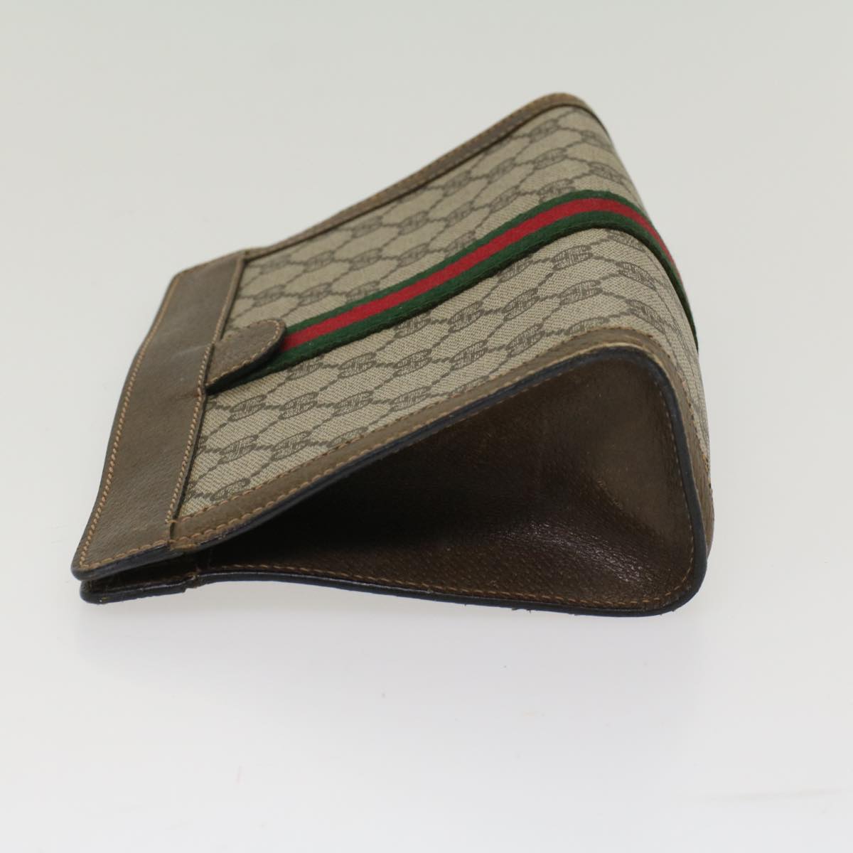 GUCCI GG Canvas Web Sherry Line Clutch Bag Beige Red 67.014.2125  ki3236