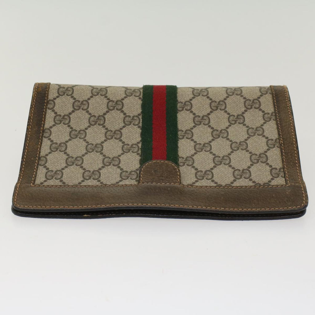 GUCCI GG Canvas Web Sherry Line Clutch Bag Beige Red 67.014.2125  ki3236