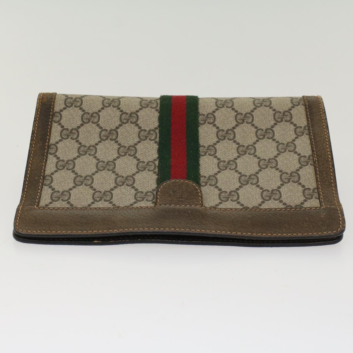 GUCCI GG Canvas Web Sherry Line Clutch Bag Beige Red 67.014.2125  ki3236