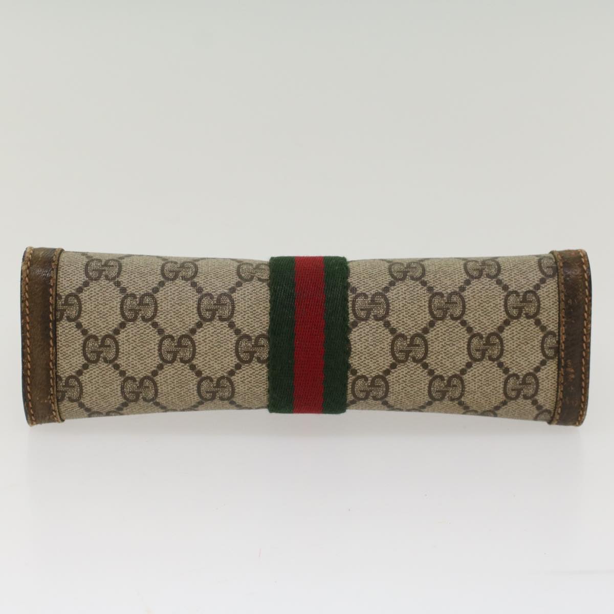 GUCCI GG Canvas Web Sherry Line Clutch Bag Beige Red 67.014.2125  ki3236