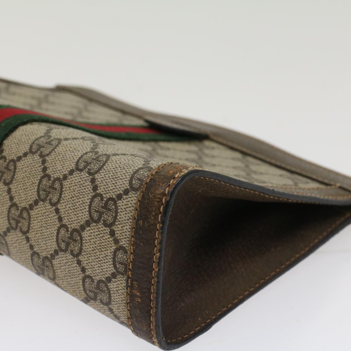 GUCCI GG Canvas Web Sherry Line Clutch Bag Beige Red 67.014.2125  ki3236