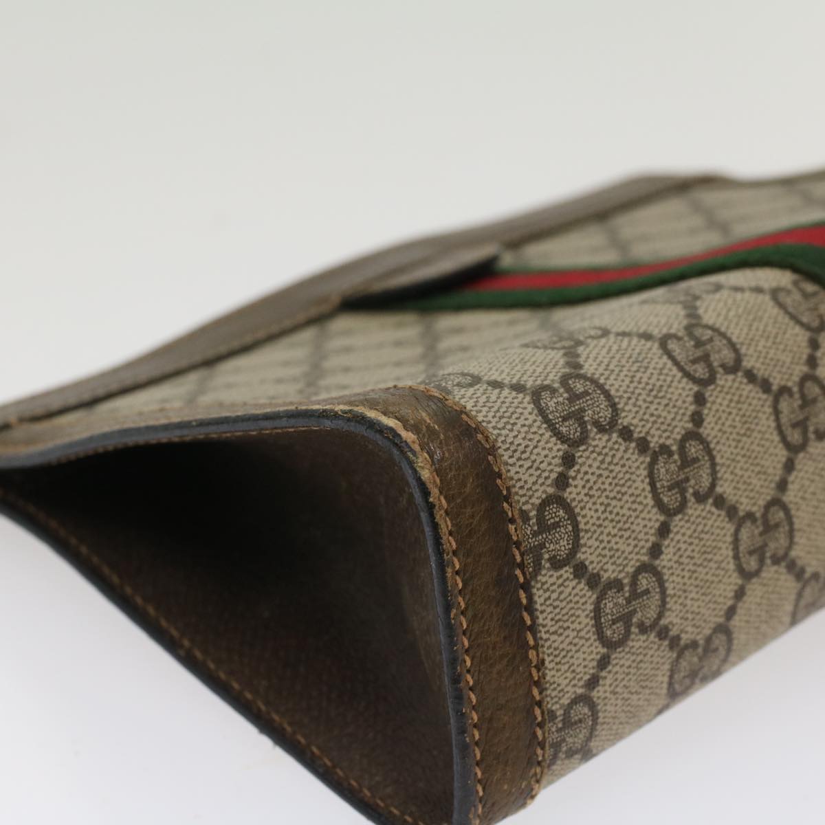GUCCI GG Canvas Web Sherry Line Clutch Bag Beige Red 67.014.2125  ki3236