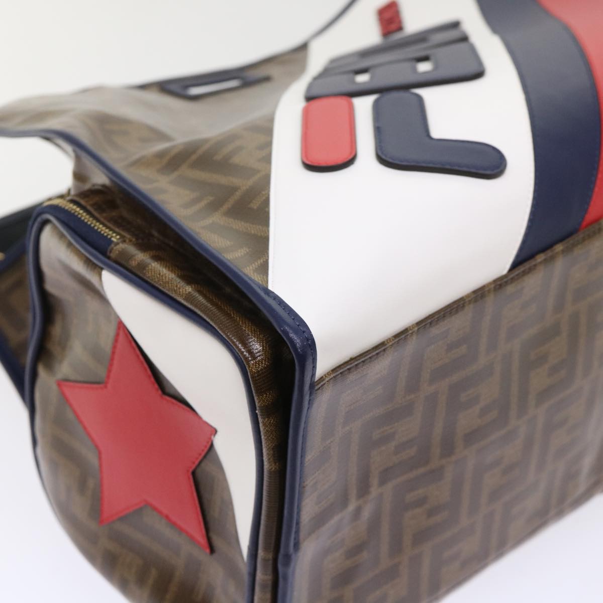 FENDI Zucca Canvas FILA Collaboration Peek A Boo Defender Bag Brown  ki3280