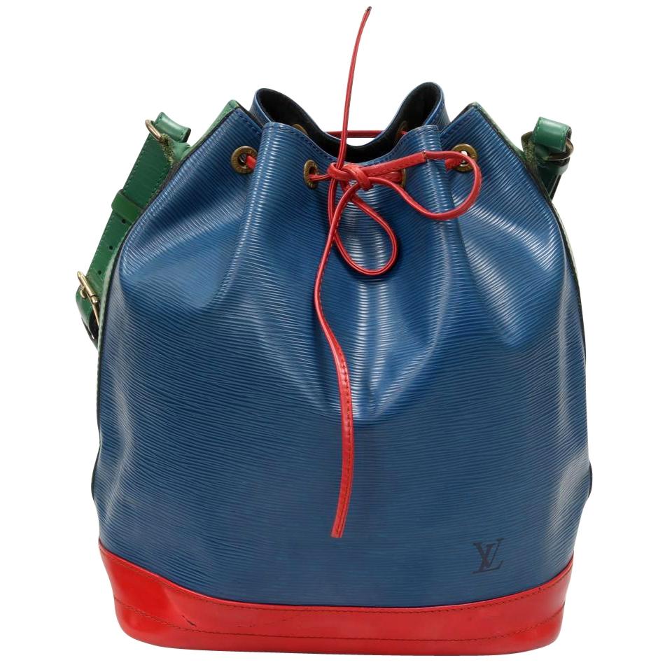 Louis Vuitton Bucket Noé Vintage Blue Green Red Epi Leather Shoulder Bag