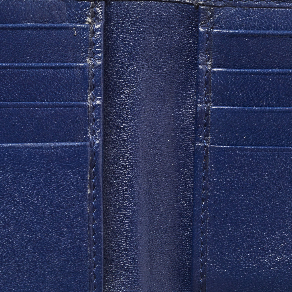 DIOR Navy Blue Watersnake Leather Metal Edge Bifold Wallet