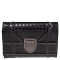 DIOR Metallic Grey Micro Cannage Patent Leather ama Trifold Wallet