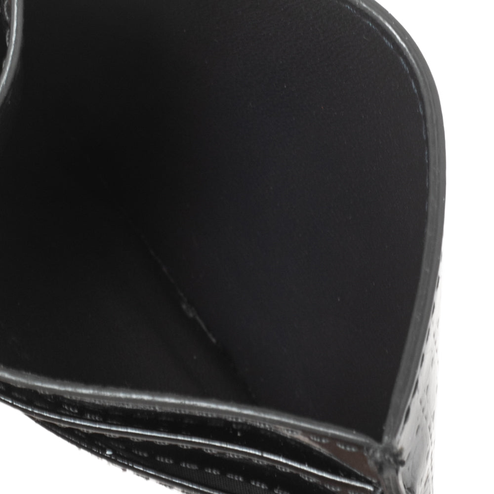 DIOR Dark Grey Microcannage Patent Leather Lady  Card Holder