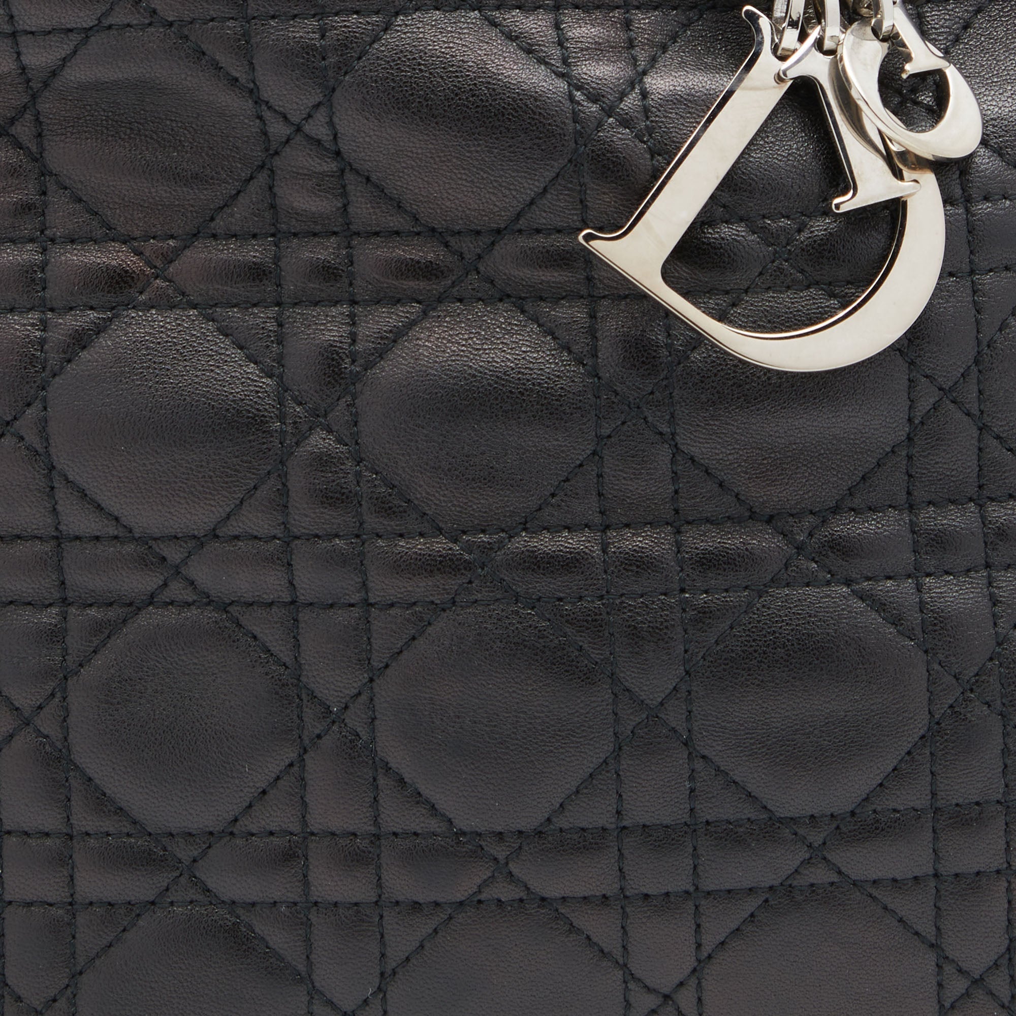DIOR Black Cannage Leather Soft Lady  Tote
