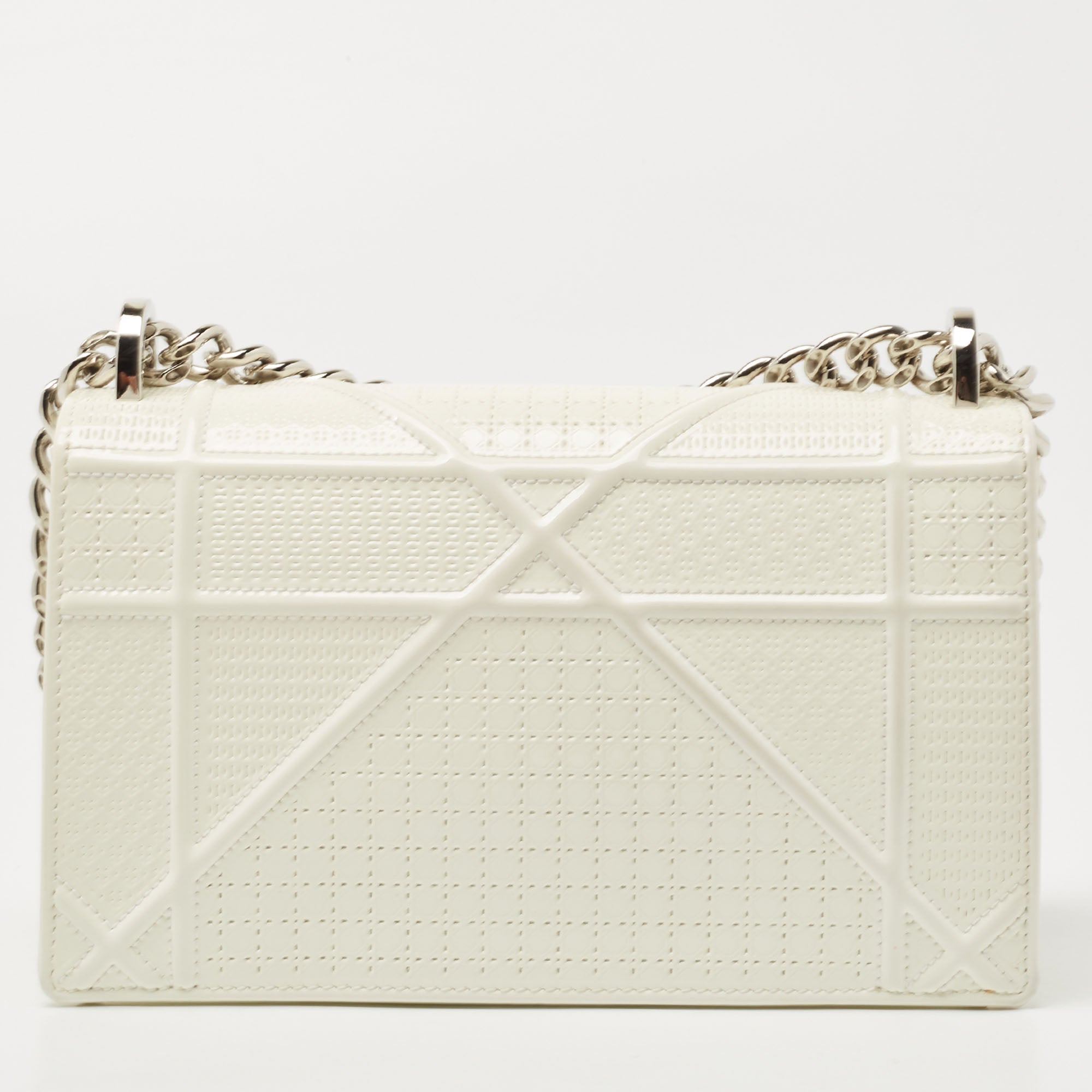 DIOR White Patent Leather Small ama Shoulder Bag