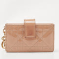 DIOR Beige Cannage Patent Leather Lady  5 Gusset Card Holder