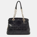 DIOR Black Cannage Leather Small Soft Lady  Shopping Tote
