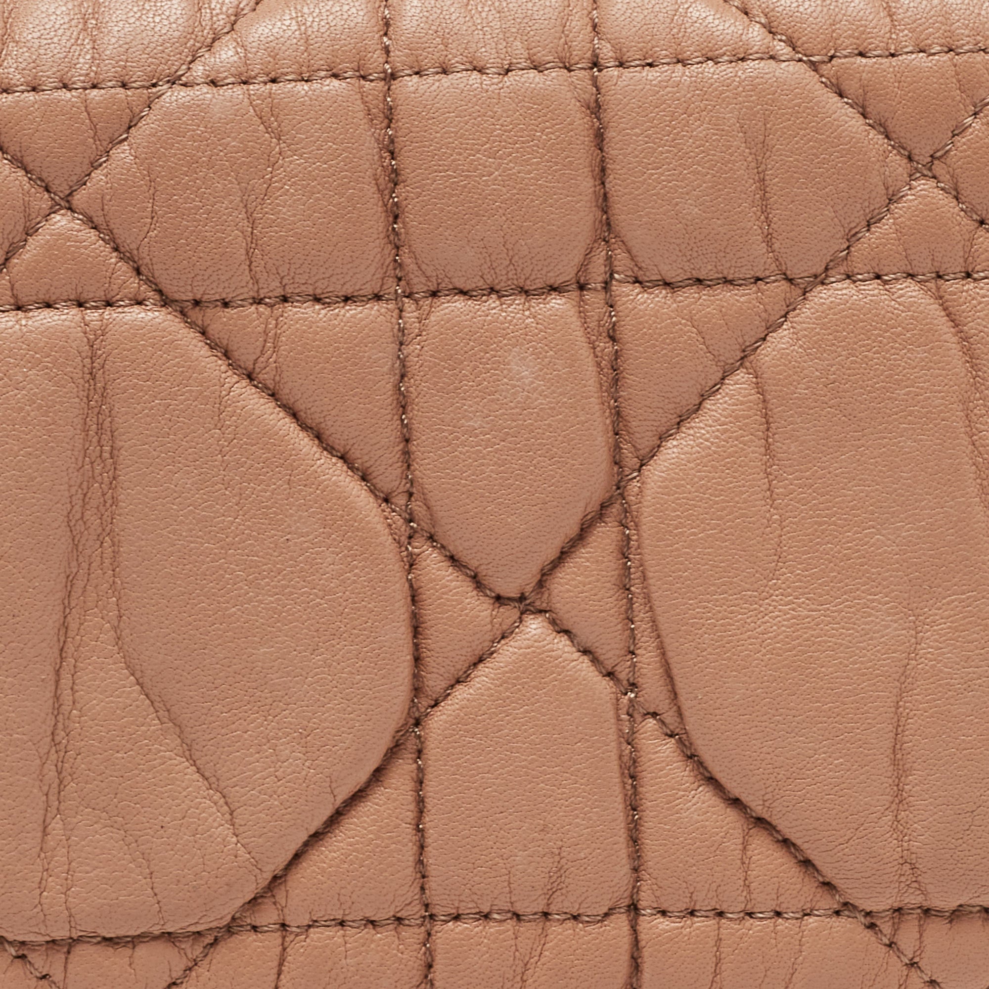 DIOR Beige Cannage Leather Lady  Continental Wallet