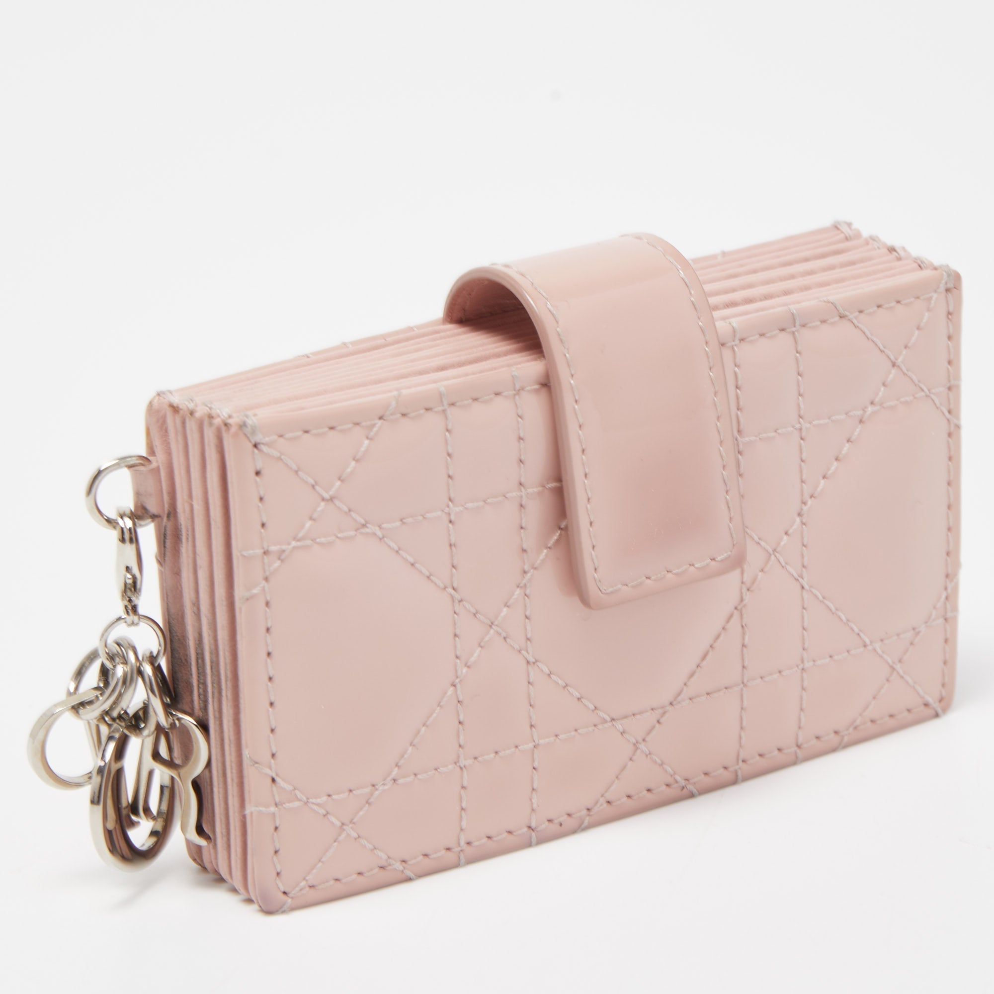 DIOR Pink Cannage Patent Leather Lady  5 Gusset Card Holder