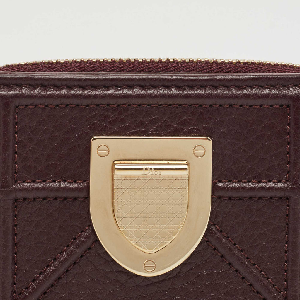 DIOR Burgundy Leather ama Zip Compact Wallet