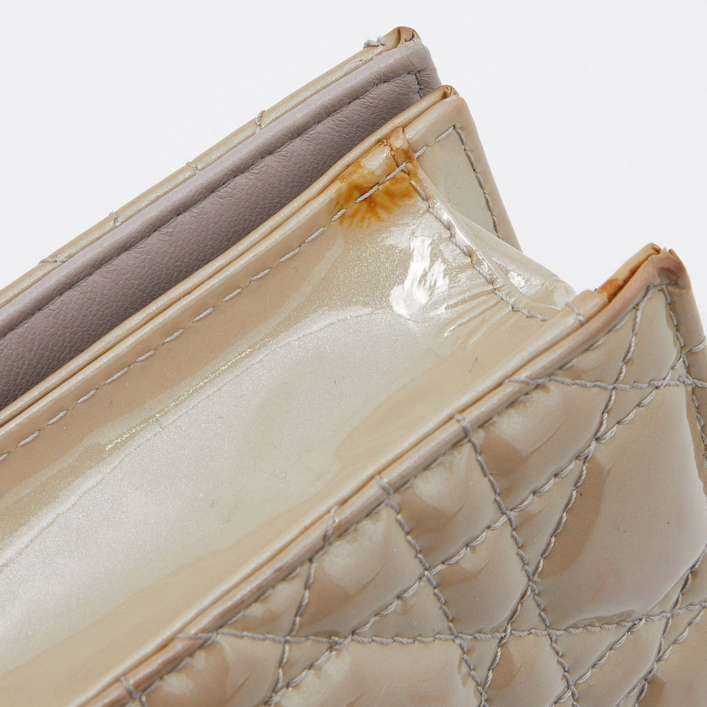 DIOR Grey Cannage Patent Leather Lady  Chain Clutch