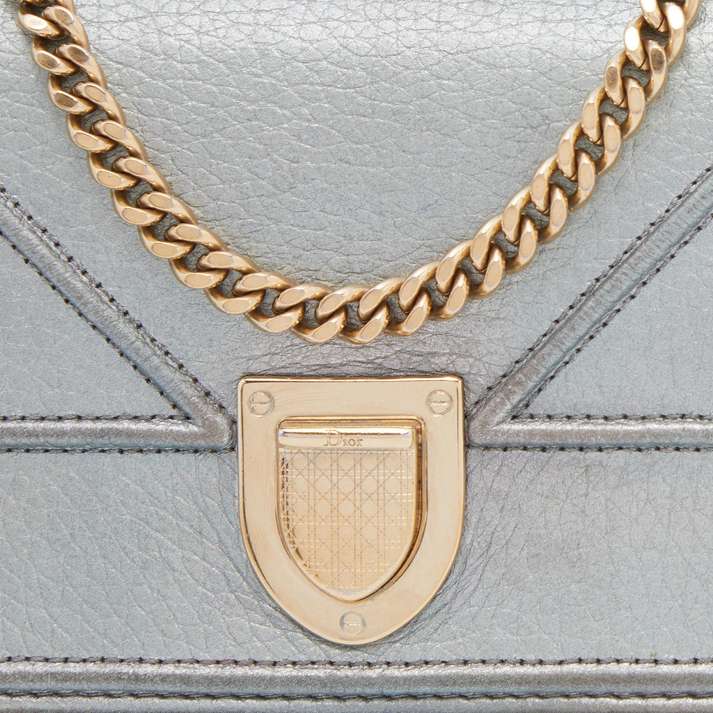 DIOR Metallic Green Leather ama Wallet on Chain