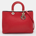 DIOR Red Leather Large issimo Shopper Tote