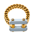 Fendi Pale Blue Resin Charm Chain Link Ring L