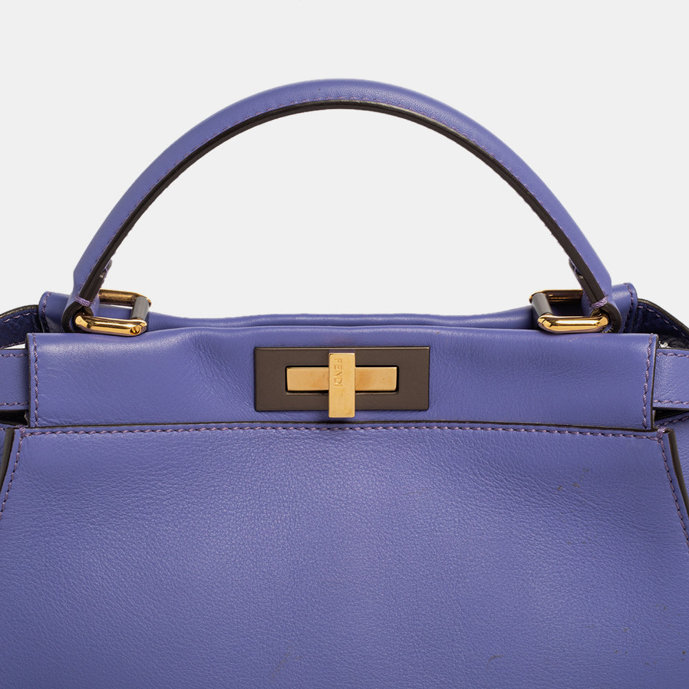Fendi Purple Leather Medium Peekaboo Top Handle Bag