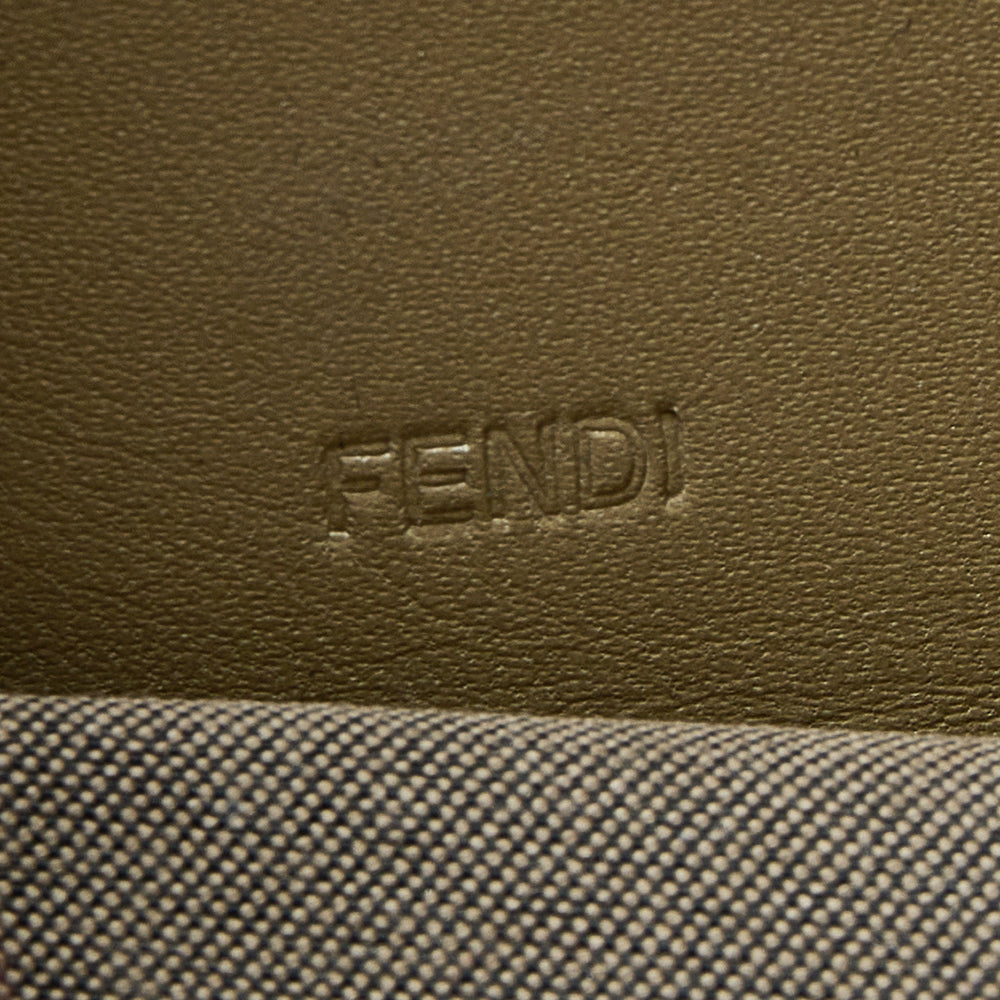 Fendi Gold Embossed Leather Zip Around Wallet
