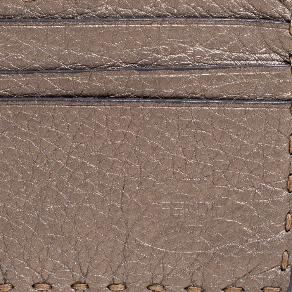 Fendi Grey Selleria Leather Card Holder