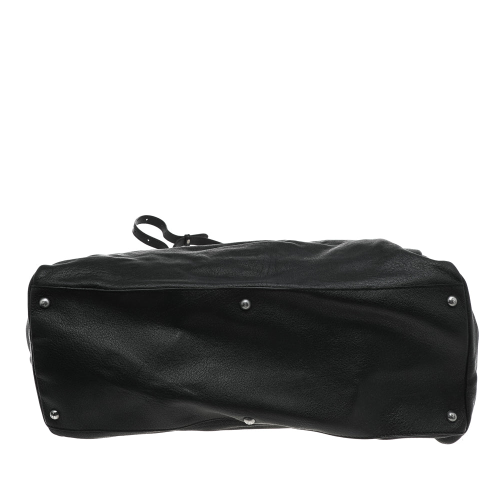 Fendi Black Leather Large Peekaboo Top Handle Bag