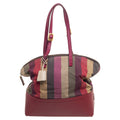 Fendi Red/Multicolor Leather and Fabric Pequin Stripe 2Bag Colorblock Tote