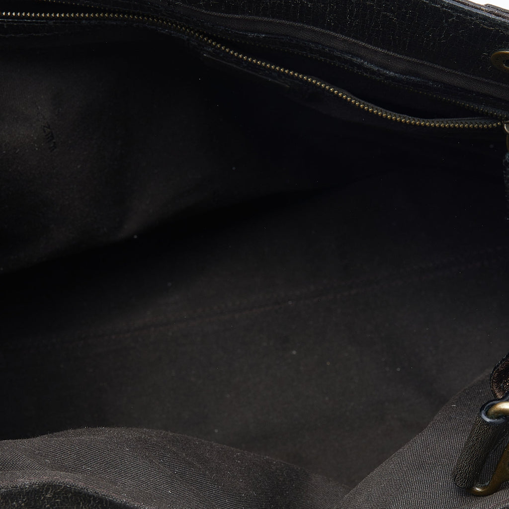 Fendi Brown/Gold Glitter Leather Medium Du Jour Satchel