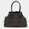 Fendi Brown/Gold Glitter Leather Medium Du Jour Satchel