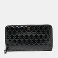 Fendi Black Patent Leather Zip Around Wallet