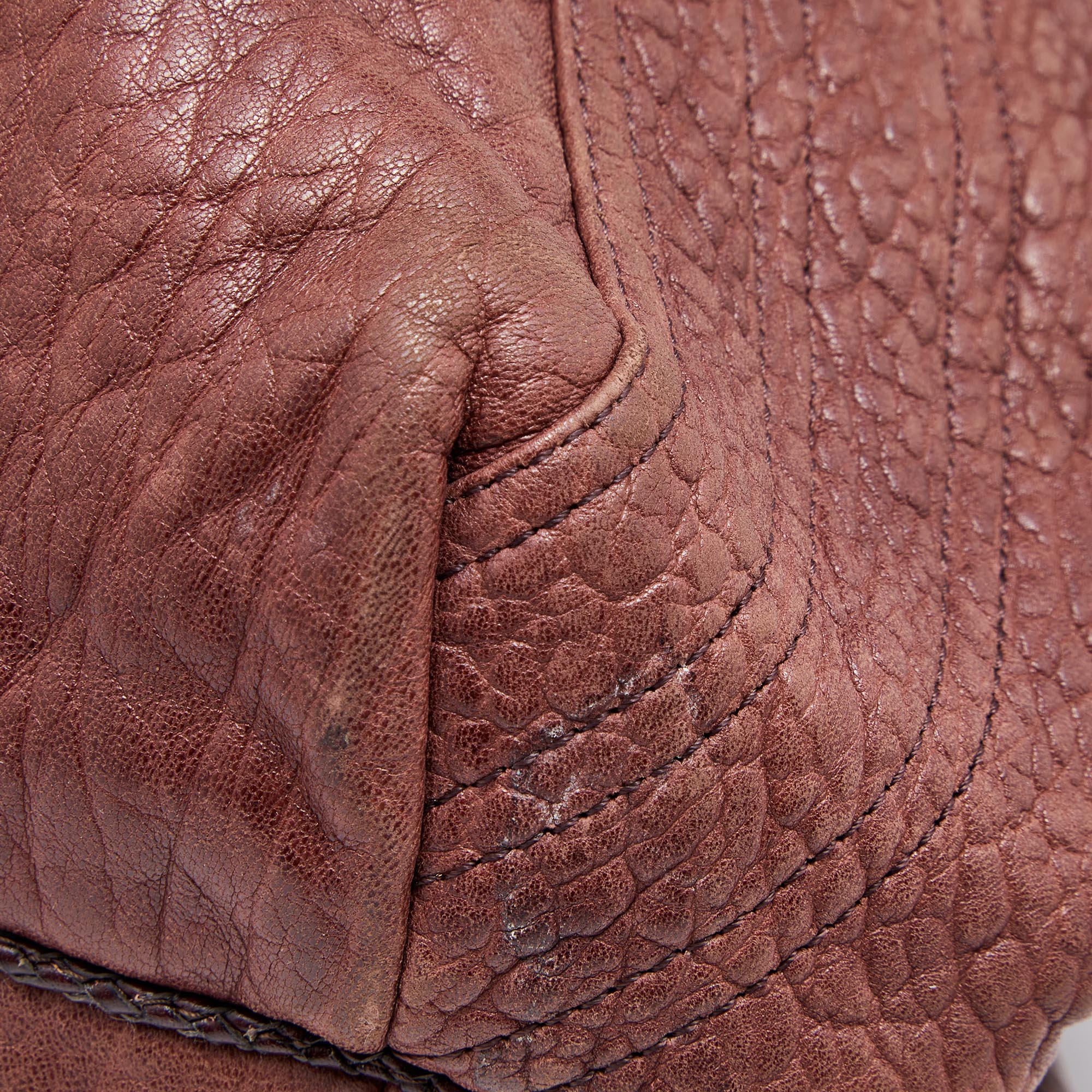 FENDI Two Tone Brown Pebbled Leather Spy Bag
