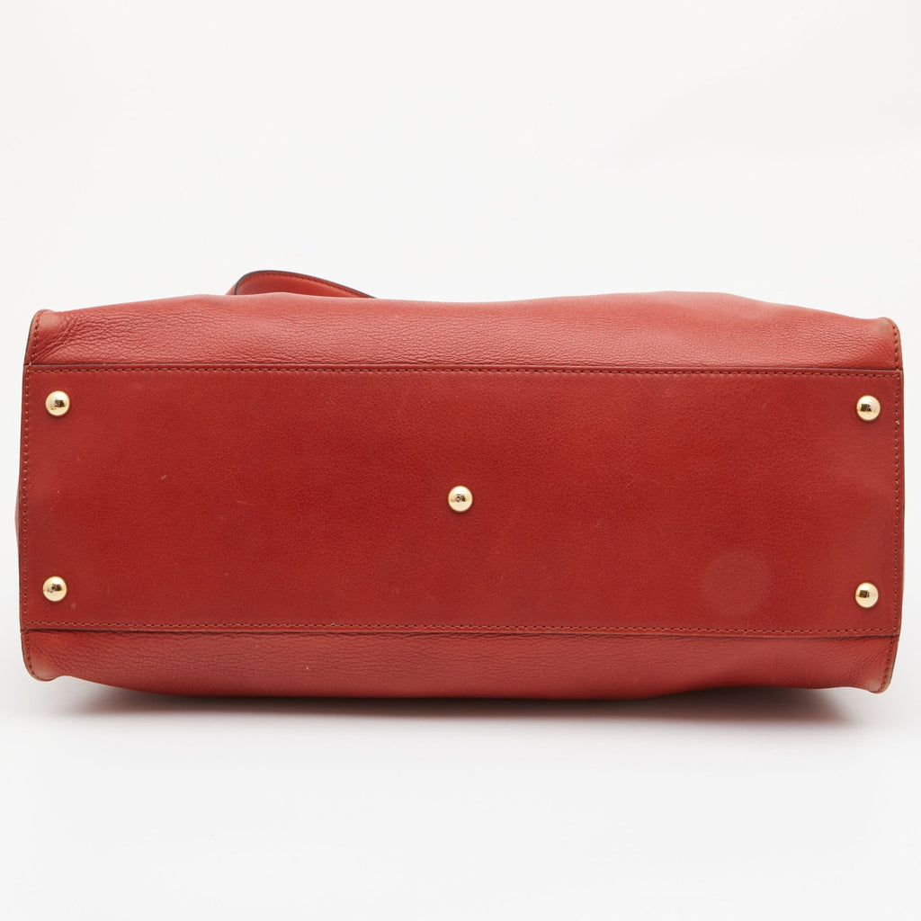 FENDI Rust Leather Large Peekaboo Iconic Top Handle Bag