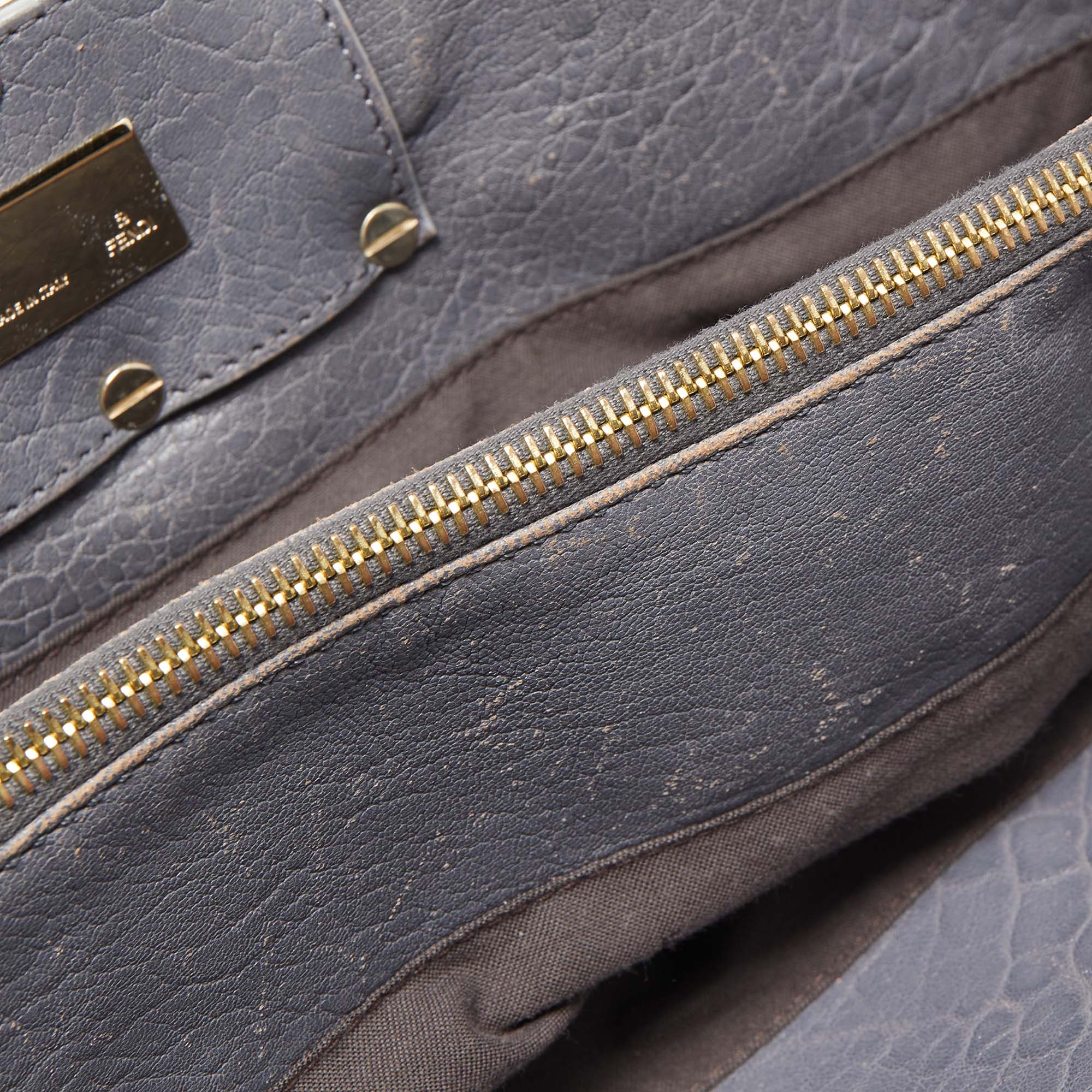 FENDI Light Blue Textured Leather Large Mia Hobo